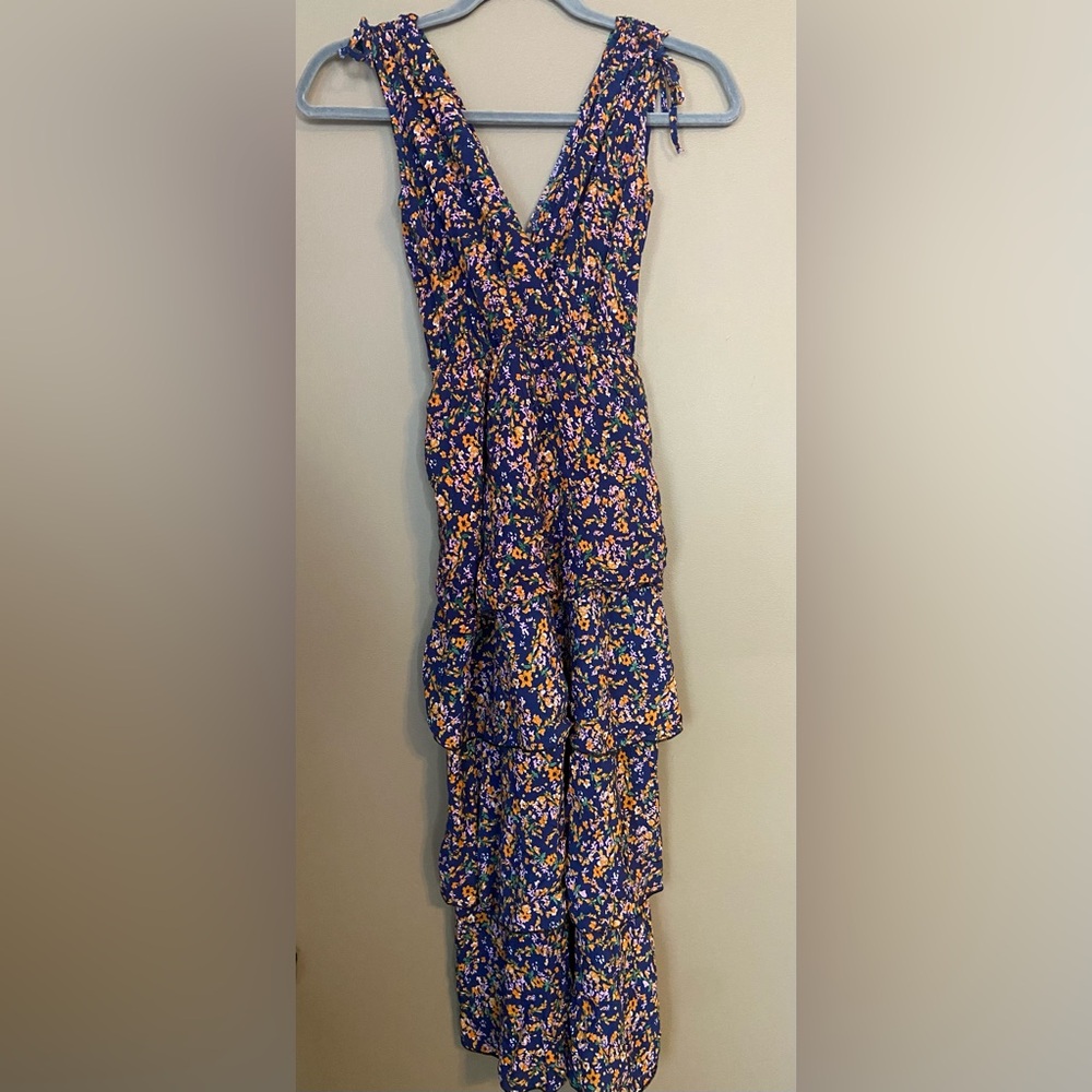 Blue multicolored ruffled layered dress, ace fashions, size small
